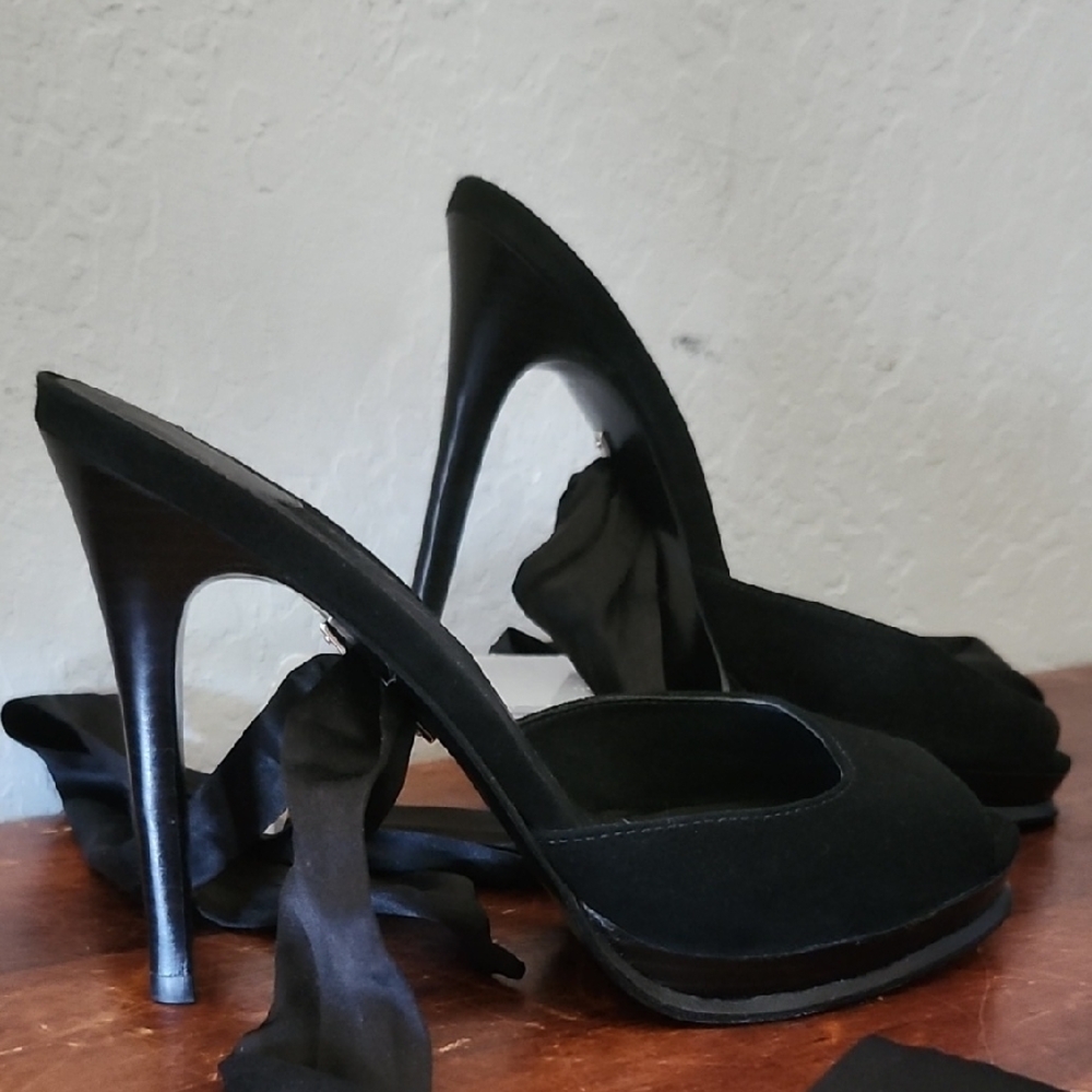 DVF Eva Ballerina Open Toe Ribbon Black Size 8M